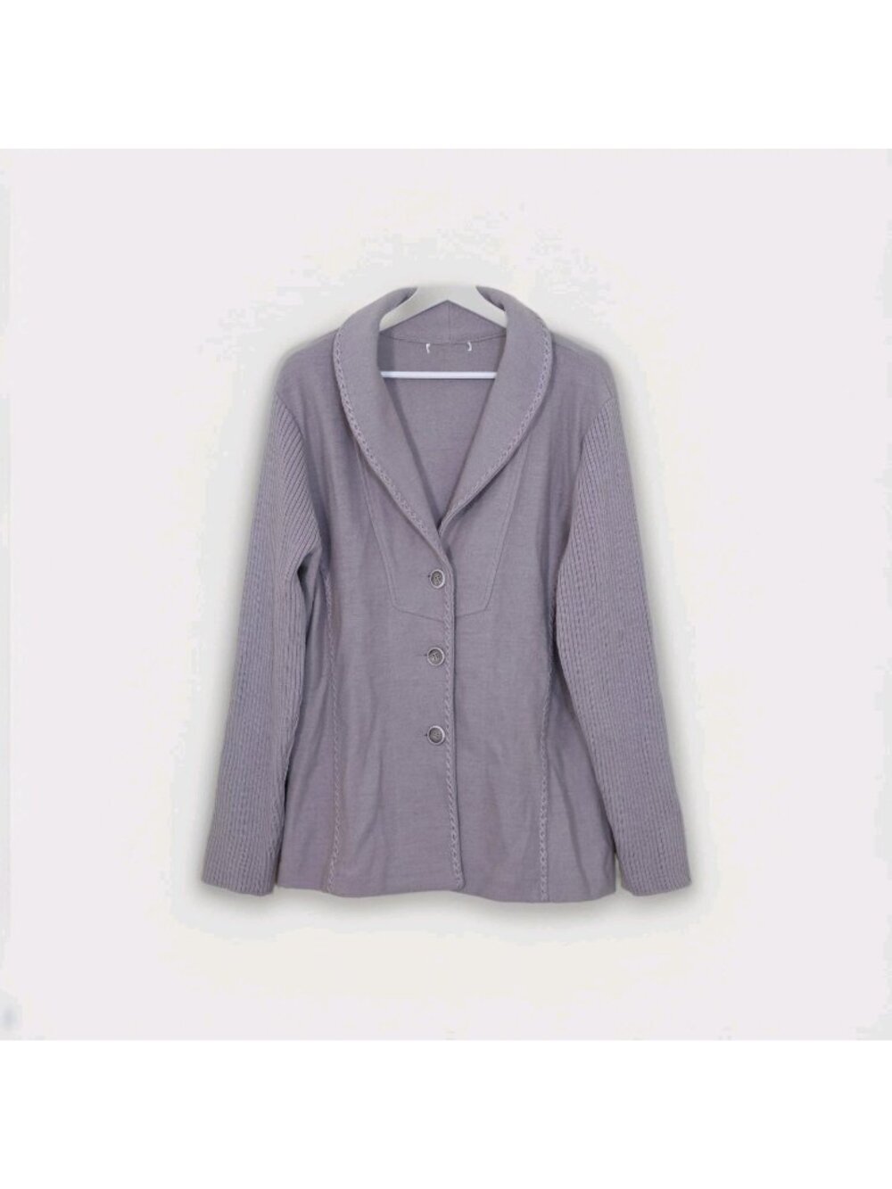 Vtg Spanner Cardigan Women XL Taupe Buttons LS Wool Luxury Timeless Grandmacore